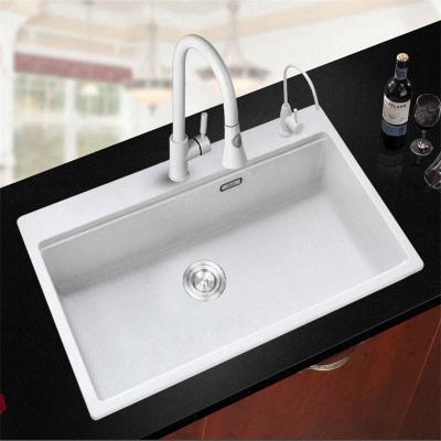 China Without Faucet Hot Sale White Porcelain Sink Granite Kitchen Sink Natural Stone Sink With Single Bowl for sale