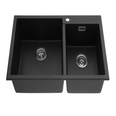 China Without Faucet Black Granite Kitchen Sink Quartz One Piece Kitchen Sink for sale