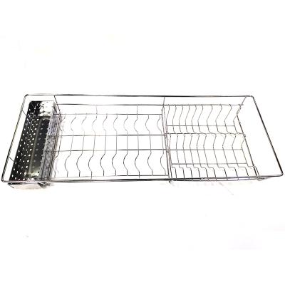 China Wholesale Sustainable Electroplate Kitchen Storage Countertops Large Stainless Steel Dish Rack For Dish Drying Drainer for sale