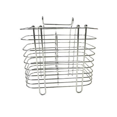 China Sustainable 304 Stainless Steel Kitchen Utensils Cutlery Chopsticks Rack Drying Sink Rack Storage Basket with Hooks for sale