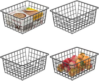 China Cambond Stored Organizer Durable Storage Bin 4 Pack Wire Storage Basket Metal Basket Pantry Baskets for Sideboard for sale