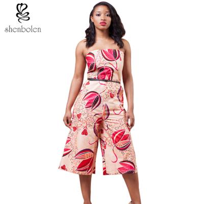 China Sexy Womens African Style Print Overalls Jumpsuit Fashion Strapless High Waist for sale