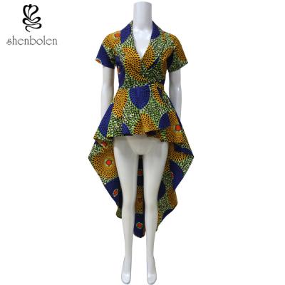 Chine L'OEM entretiennent le style haut-bas de couleur d'Ankara d'impression de douille courte africaine mélangée de dessus à vendre