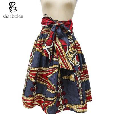 China Customized Size African Print Maxi Skirt With Belt Side Pockets Multi Color for sale