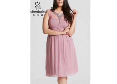 China Embellished Plus Size Ladies Clothing Prom Dresses Dusty Pink Drape Front for sale