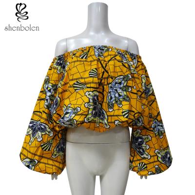 China Double Layer Puff Sleeves African Print Tops For Ladies Off Shoulder Big Size for sale