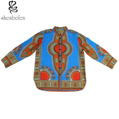 China Button Up Traditional African Print Tops For Mens / Womens Dashiki Style for sale