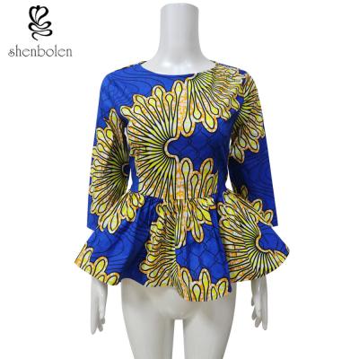 China Beautiful Womens African Print Peplum Bottom Tops Slim Fit Customized Size for sale