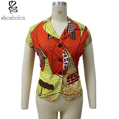 China Multi Color Short Sleeve African Print Tops Designs , African Style Women Shirts for sale