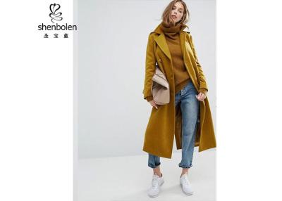 China Military Notch Lapel Maxi Women's Wool Blend Coat Faux Wool Customized Size for sale