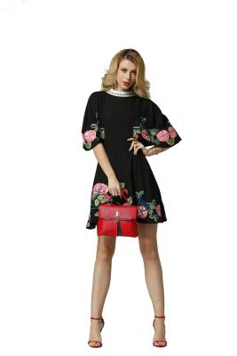 中国 Chiffon Summer Embroidered Floral Dress Beach Dresses For Ladies And Women 販売のため