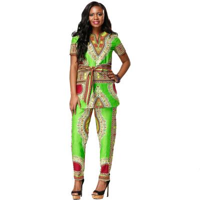 China Customized Size African Print Ladies Pants Suit For Summer / Spring / Autumn for sale