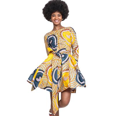 China Women Full  Lace-Up African Print Skirts , 100% Pure Cotton Dress Wax Printing for sale