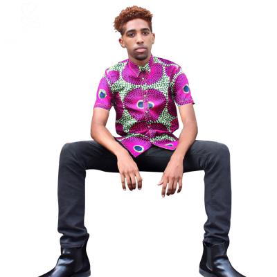 China Men African Print Tops , Short Sleeve Print Top Shirts Spring / Summer / Autumn for sale