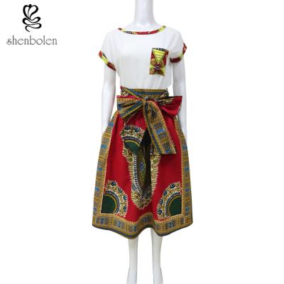 China Women Dashiki Skirt African Print Maxi Skirt With Two Side Pockets Zipper Back for sale