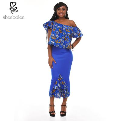 China Printed Long Fashion Womens African Clothing , Breathable Sleeveless Printed Dress for sale