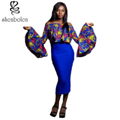 China Women ' S Latest African Fashion Dresses Long Sleeve Pullover Off Shoulder for sale