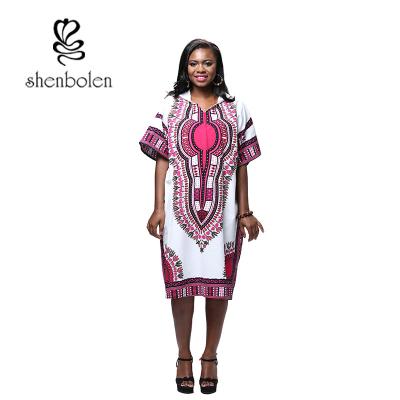 China Women African Print Dresses Batik Print Dashiki Summer Traditional Hat Dress for sale