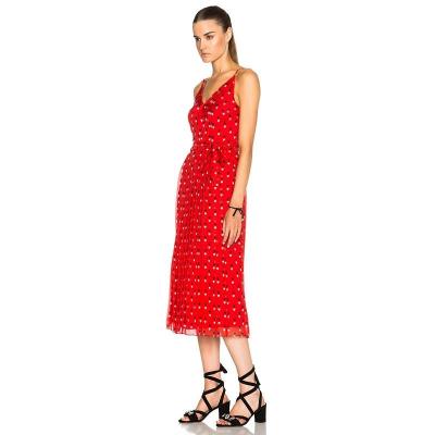 China Sexy Wave Point Strap Dress Belt Casual Summer Maxi Dresses 90% Polyester 10% Spandex for sale