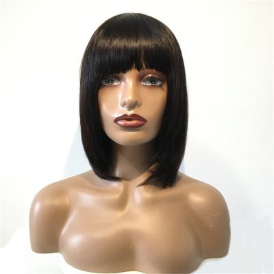 China European And American Full Body Wave Black Wig Real Straight Hair Mechanism Bobo Headwear Wig for sale