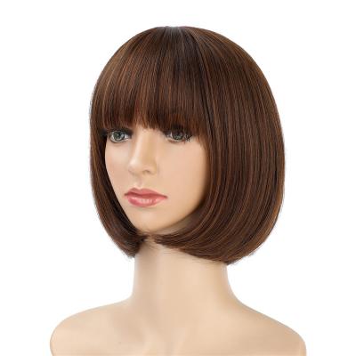 China New Arrival Regular Multiple Color Wave Brown Black Short Bobo Headgear Kinky Curly Wig With Bangs for sale