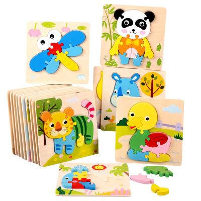 China Cartoon Toy New Educational Game 3D Toy Children Animals Transports Wooden Jigsaw Puzzle For Children for sale