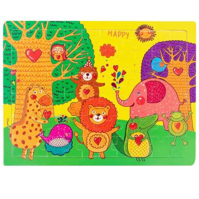 China DIY TOY factory 60 pieces of wooden puzzle playing early jigsaw puzzle /number /animal zoo/toys education farm for sale