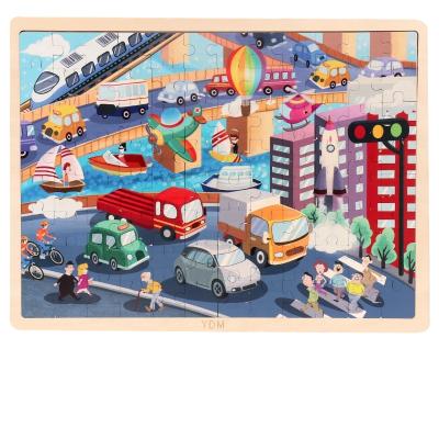 China 100pcs Kids Laser Jigsaw Puzzle Eco-friendly Wooden Kids OEM Customize Educational Cartoon Toys for sale