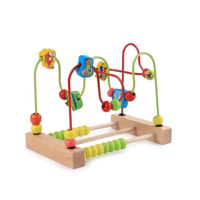 China Eco-friendly Wooden Bead Game With Wire Wooden Toys Frame Kids Maze Abacus Clever Counting for sale