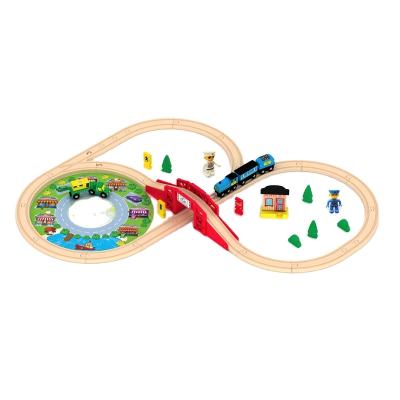 China Eco-friendly Wooden DIY Wooden Railroad Track Toys Wooden Curved Wooden Tracks Bridge for sale