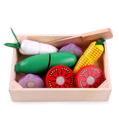 China Eco-friendly Hot Selling Amazon Kitchen Food Wooden DIY Cutting Fruit Vegetable Toys For Kids for sale