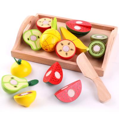 China Hot Selling Toys Eco-friendly Wooden Kitchen Simulation Food DIY Cutting Fruit /vegetables Toys For Kids for sale