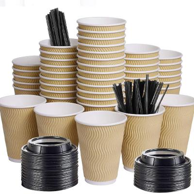 China Biodegradable Disposable Double Paper Cup Kraft Paper 400ml/16oz Coffee Paper Cup Made Of Craft Cardboard for sale