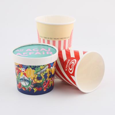 China Food Grade Recyclable Recycled Custom Printed 3oz 5oz 8oz Disposable Ice Cream Paper Cups With Lid for sale