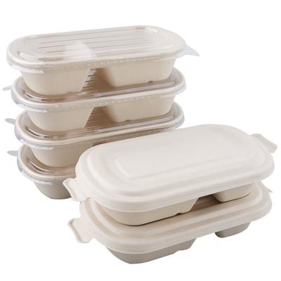 China Bagasse Biodegradable Clamshell Take Out Containers , Eco Friendly Biodegradable Take Out To Go Food Containers With Lids For Lunch Box Accept for sale