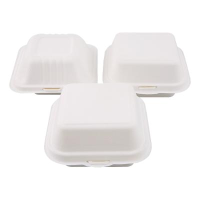 China Eco Friendly Bagasse Clamshell Biodegradable Hamburger Takeout Box Containers Take Out To Go Food Containers With Lids No Printing for sale