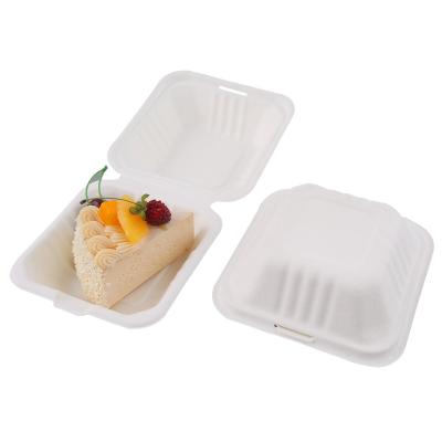 China Clamshell 6x6 Greaseproof Biodegradable To Go Bulk Eco Friendly Hamburger Box Takeout Boxes Leakproof Paper Boxes No Support Printing Customization for sale