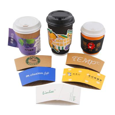 China New Material Design Biodegradable Disposable Recycled LOGO Hot Coffee Sleeve Cup Custom Manufacturer From China for sale