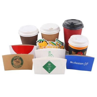 China Recycled Materials Good Quality Kraft Paper Corrugated Cup Sleeve With Printing for sale