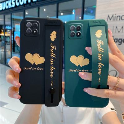 China Anti-drop Phone Holder Phone Case For OPPO A5 A8 A9 A95 A11 A11X Wrist Strap Cases Cover For OPPO A32 A53 2020 A55 A72 5G A93 Back Case for sale