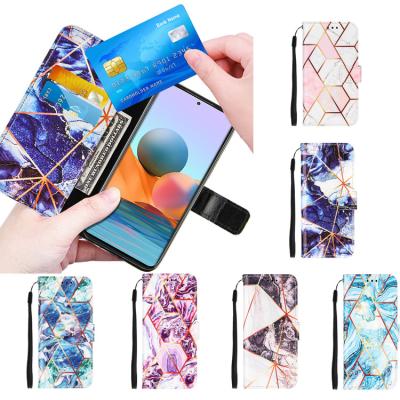 China Magnetic Splicing Anti-Fall Marble Leather Wallet Case Phone Cover For Xiaomi MI 11 11i Pro Poco m3 x3 NFC Holder For Redmi Note 10 9 for sale