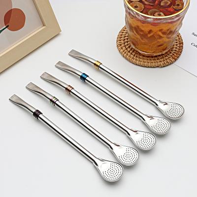 China 18/10 Viable Straws Argentina Stainless Steel Drinking Straws Tea Mate Spoon Metal Straw Yerba Mate Spoon Drinking Straws for sale