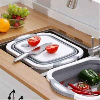 China Sustainable Multifunctional Folding Plastic Chopping Board Household Chopping Board Kitchen Wash Basket L0080 for sale