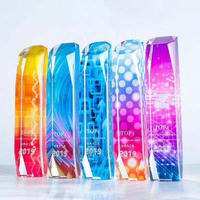 China Cube Blank Trophy Authorized Brand Competition Outstanding Employees Company Year-End Award Trophy in Sports Crystal Trophy Rubik's for sale