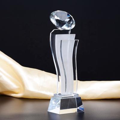 China Crystal Trophy Awards Sports Events Annual Meeting Awards Trophy Trofeo De Cristal Top Crystal Trophy Souvenir Gifts Sports Diamond for sale