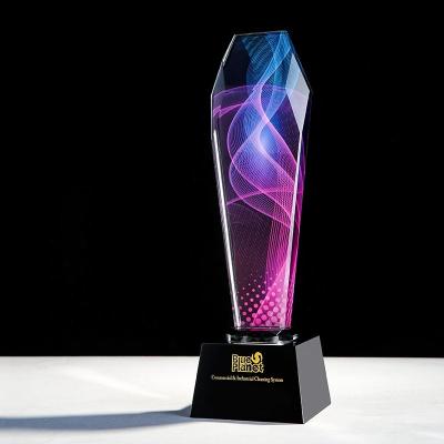 China Sports Crystal Trophy Trofeo De Cristal Crystal Trophy Sports Championship Sports Annual Meeting Awards UV Printing Customized Trophy for sale