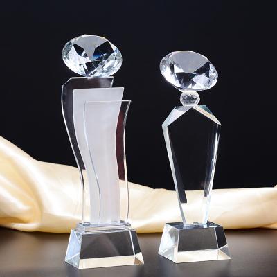 China Crystal Trophy Natural Crystal Carved Eco-friendly Polished Crystal Trophy Award Customized Football Trophy Awards Glass Souvenir for sale