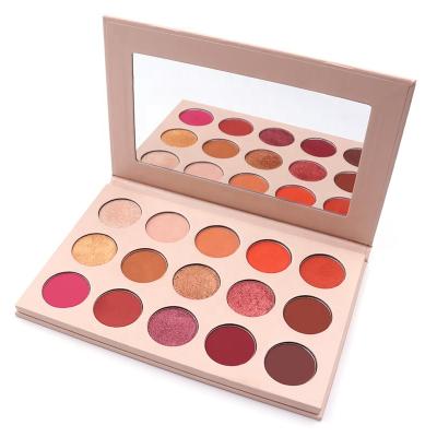 China Top Dye 15 Colors Eye Shadow Palette Factory Wholesale Vegan Shimmer Waterproof Makeup Private Label Eyeshadow for sale