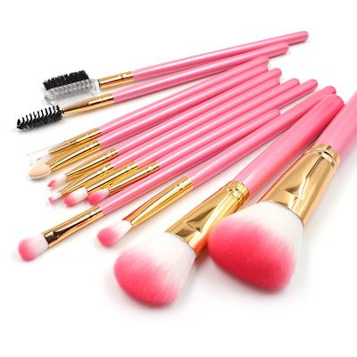 China Angular Blush Pink Make Up Brush 2022 Wholesale New Product OEM Shenzhen Wooden Eyeshadow Base Handle 12Pcs Lipstick Make Up Brushes for sale