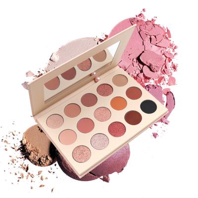 China Waterproof 15 Colors Makeup Cosmetic Eyeshadow Shimmer Metallic Eyeshadow Palette With Mirror Waterproof Wholesale Logo Vegan Package for sale